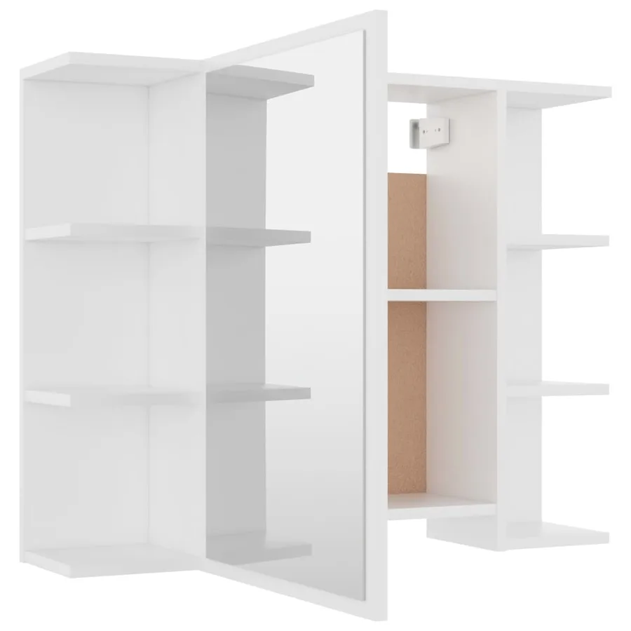 Armoire à miroir de salle de bain Blanc Bois d’ingénierie - 5