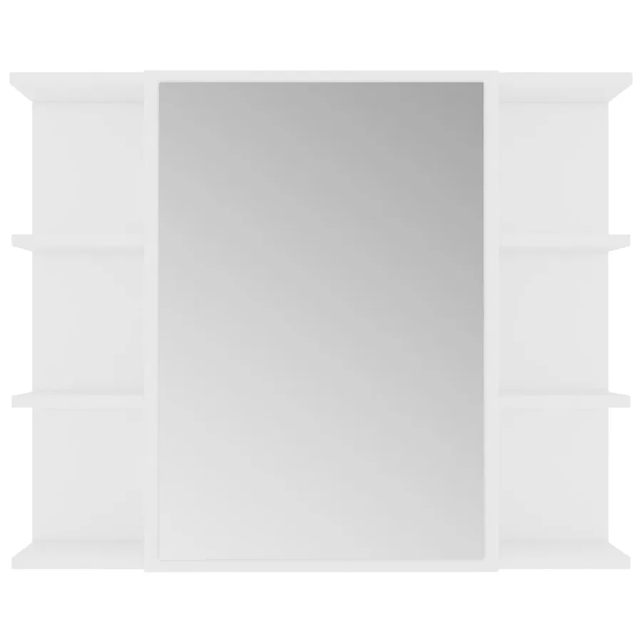 Armoire à miroir de salle de bain Blanc Bois d’ingénierie - 6