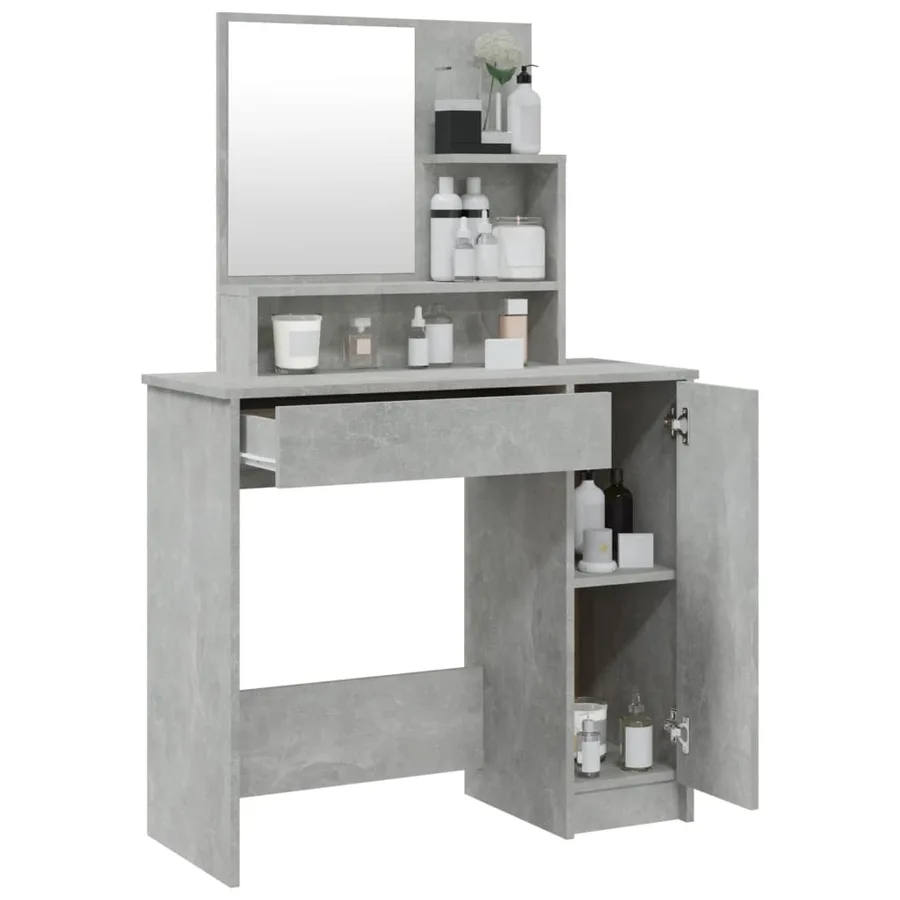 Coiffeuse avec miroir Gris béton 86,5x35x136 cm - 5
