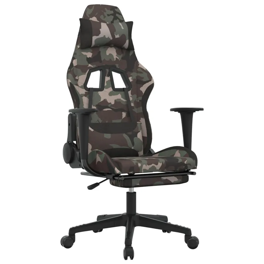 Chaise de jeu avec repose-pied Camouflage et noir Tissu - 2