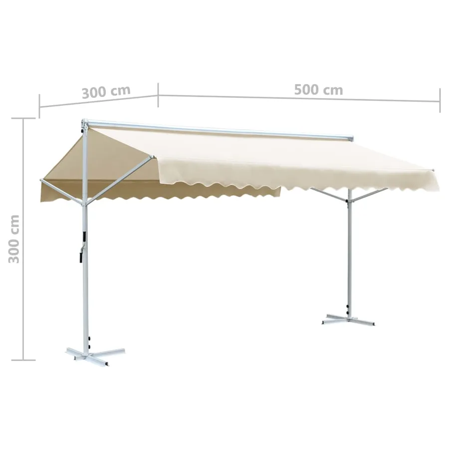 Auvent sur pied 500 x 300 cm Crème - 10