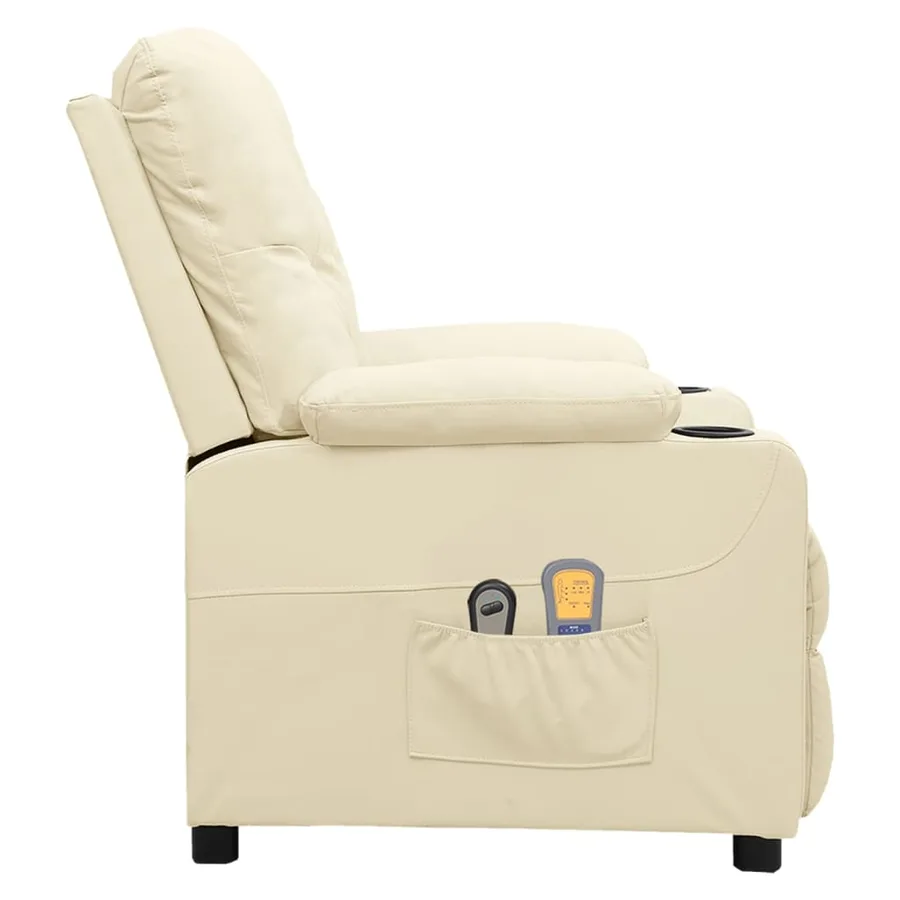Fauteuil de massage électrique Crème Similicuir - 4