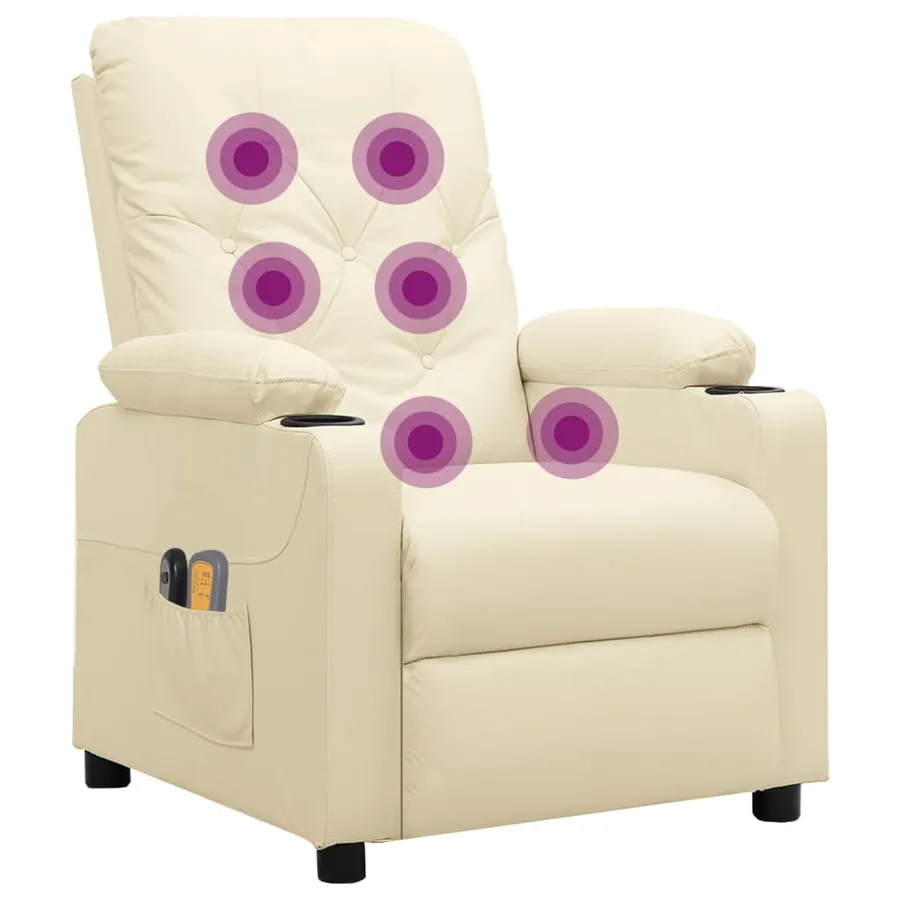 Fauteuil de massage électrique Crème Similicuir - 7
