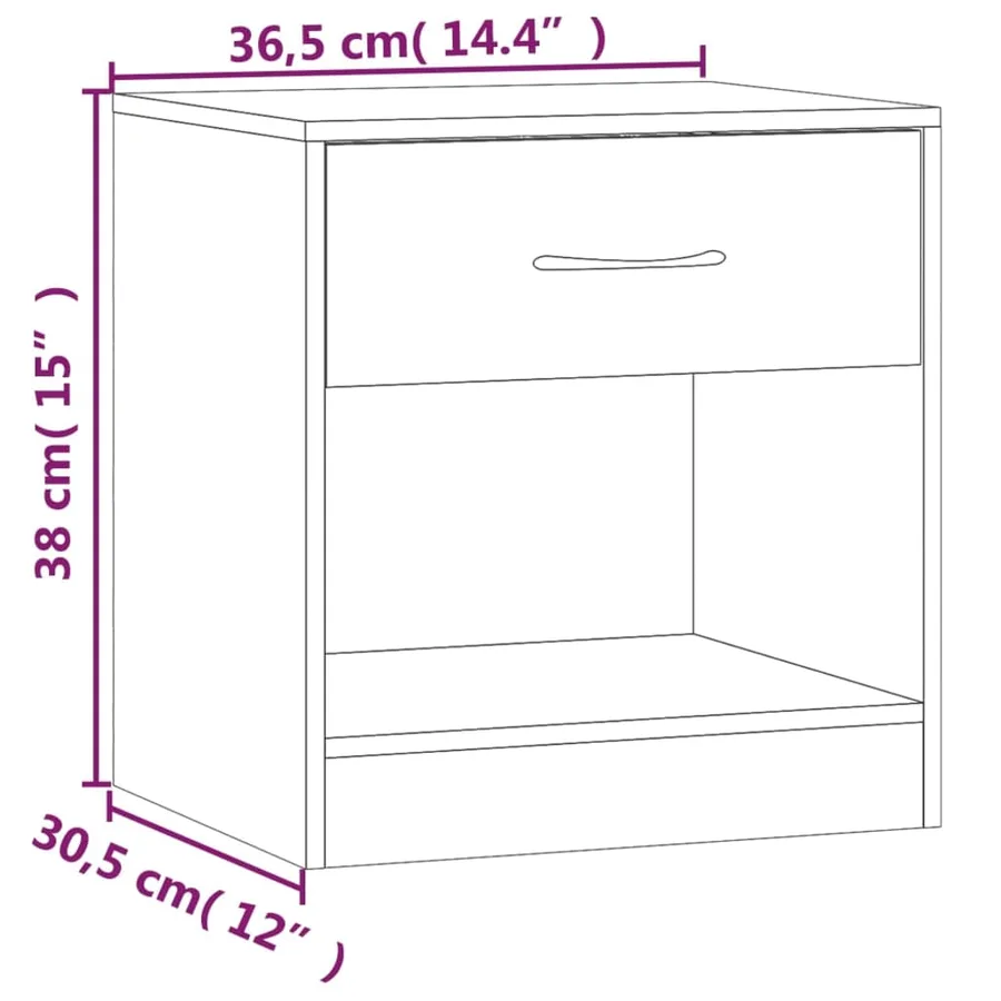 Tables de chevet 2 pcs avec tiroir Sonoma gris - 12