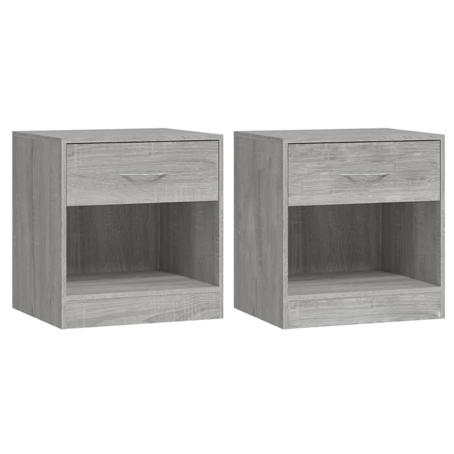 Tables de chevet 2 pcs avec tiroir Sonoma gris - 2