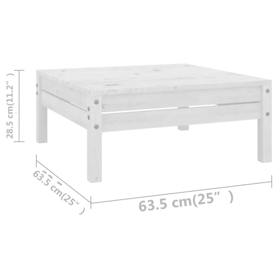 Salon de jardin 7 pcs Blanc Bois de pin massif - 8