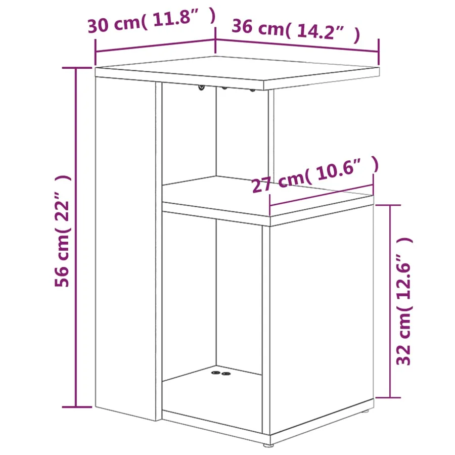 Table d'appoint Sonoma gris 36x30x56 cm Bois d'ingénierie - 6