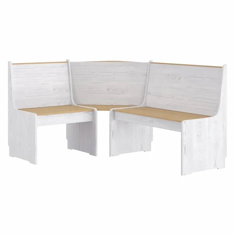 Banc d'angle REINE 151 cm marron miel et blanc bois pin solide - 2