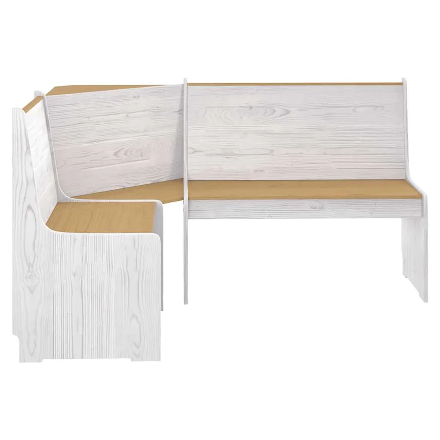 Banc d'angle REINE 151 cm marron miel et blanc bois pin solide - 3