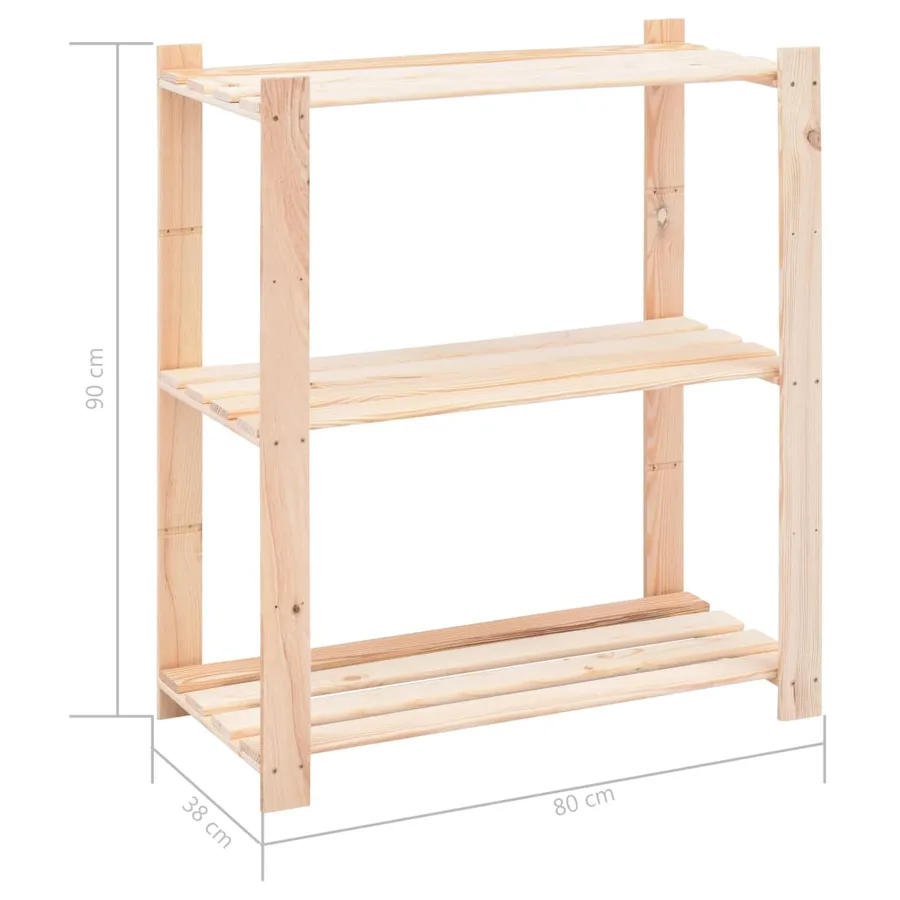 Étagères de rangement à 3 niveaux 5 pcs 80x38x90 cm Pin 150 kg - 8