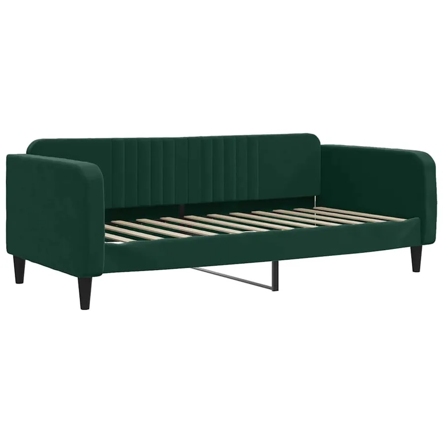 Lit de jour et gigogne et matelas vert foncé 100x200 cm velours - 4