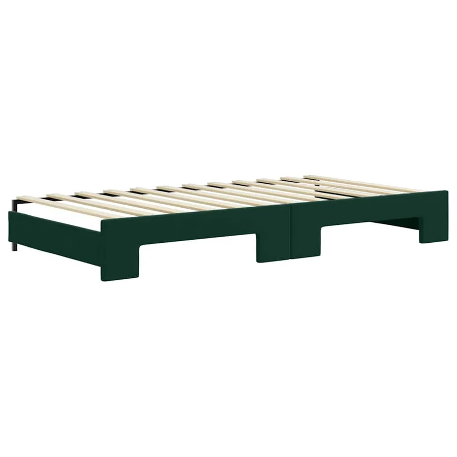 Lit de jour et gigogne et matelas vert foncé 100x200 cm velours - 5
