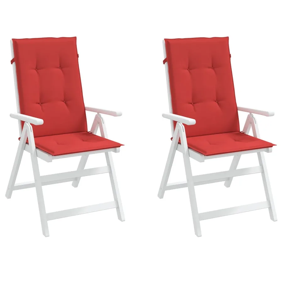 Coussins de chaise de jardin dossier haut lot de 2 rouge tissu - 4