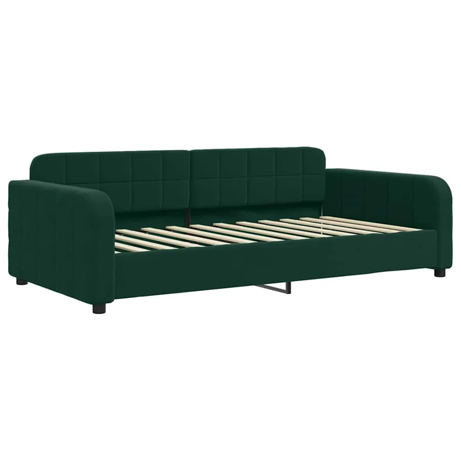 Lit de jour et gigogne et matelas vert foncé 100x200 cm velours - 4