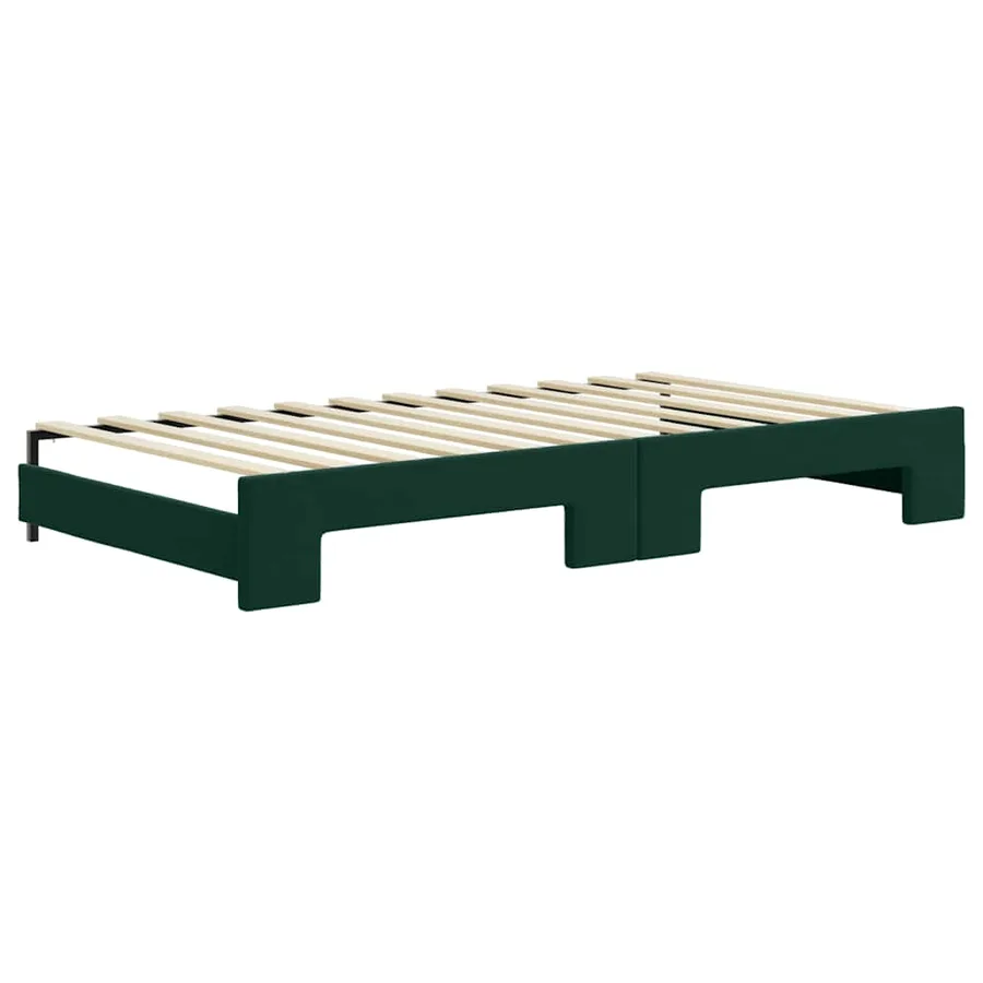 Lit de jour et gigogne et matelas vert foncé 100x200 cm velours - 5