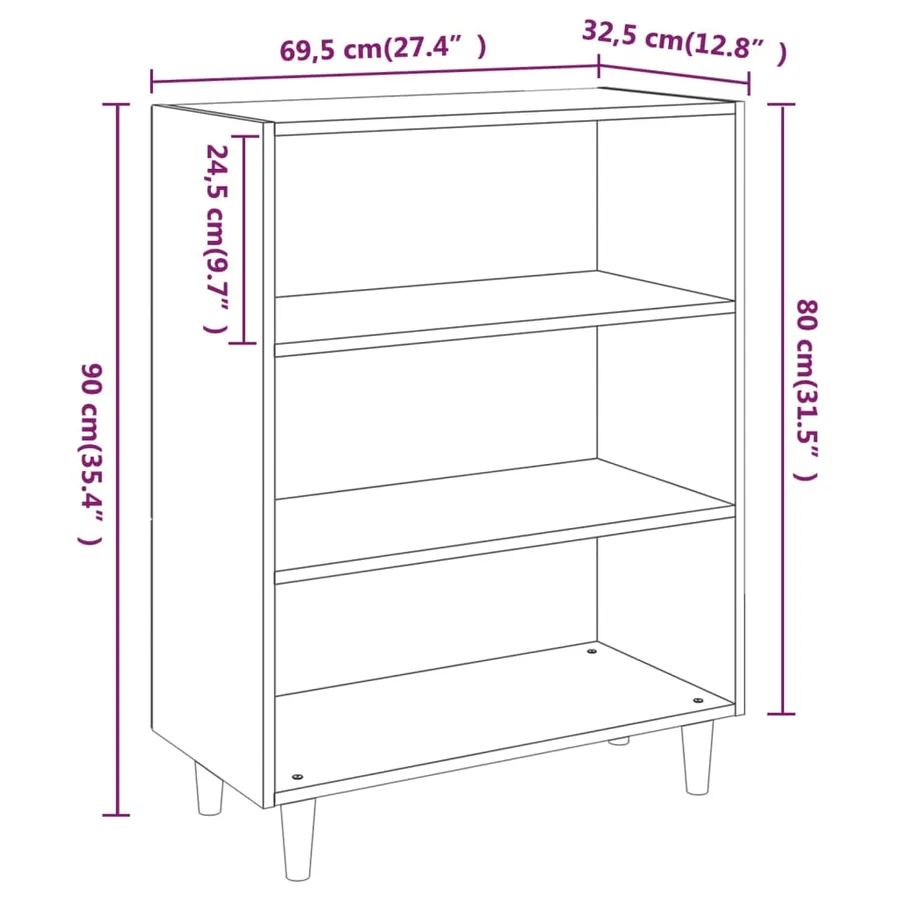 Buffet Blanc brillant 69,5x32,5x90 cm Bois d'ingénierie - 7