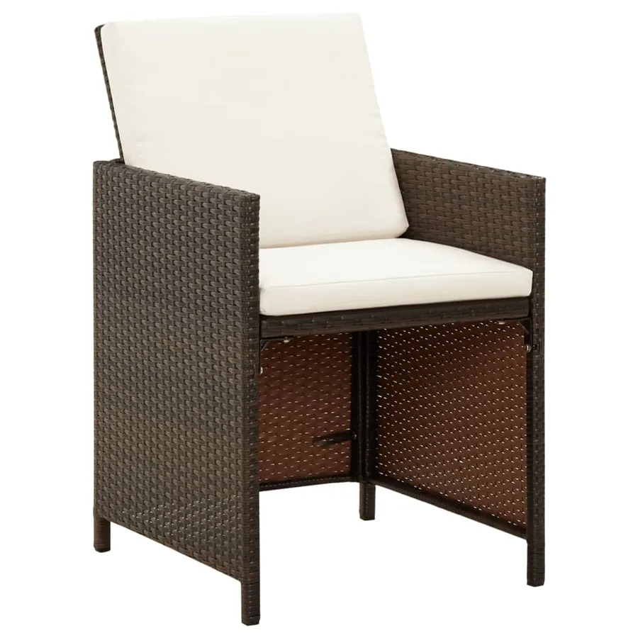 Chaises de jardin avec coussins lot de 4 Résine tressée Marron - 2