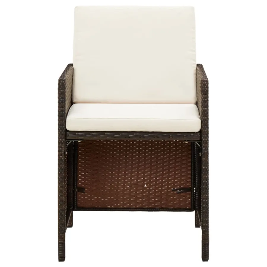 Chaises de jardin avec coussins lot de 4 Résine tressée Marron - 3