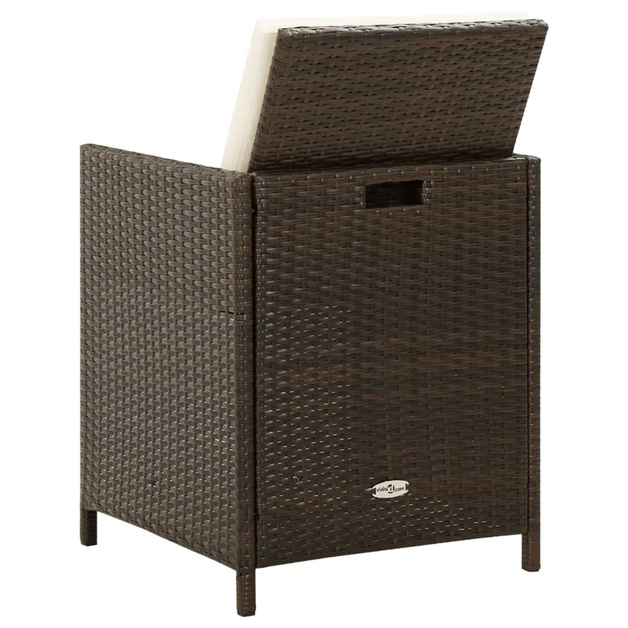 Chaises de jardin avec coussins lot de 4 Résine tressée Marron - 5
