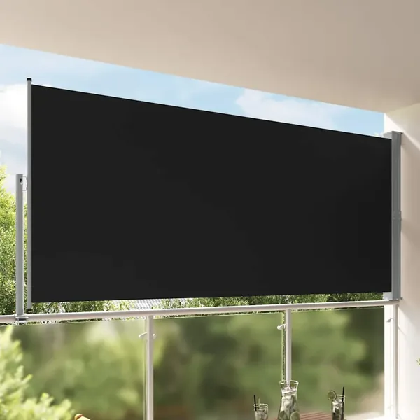 Auvent latéral rétractable de patio 160 x 300 cm Noir