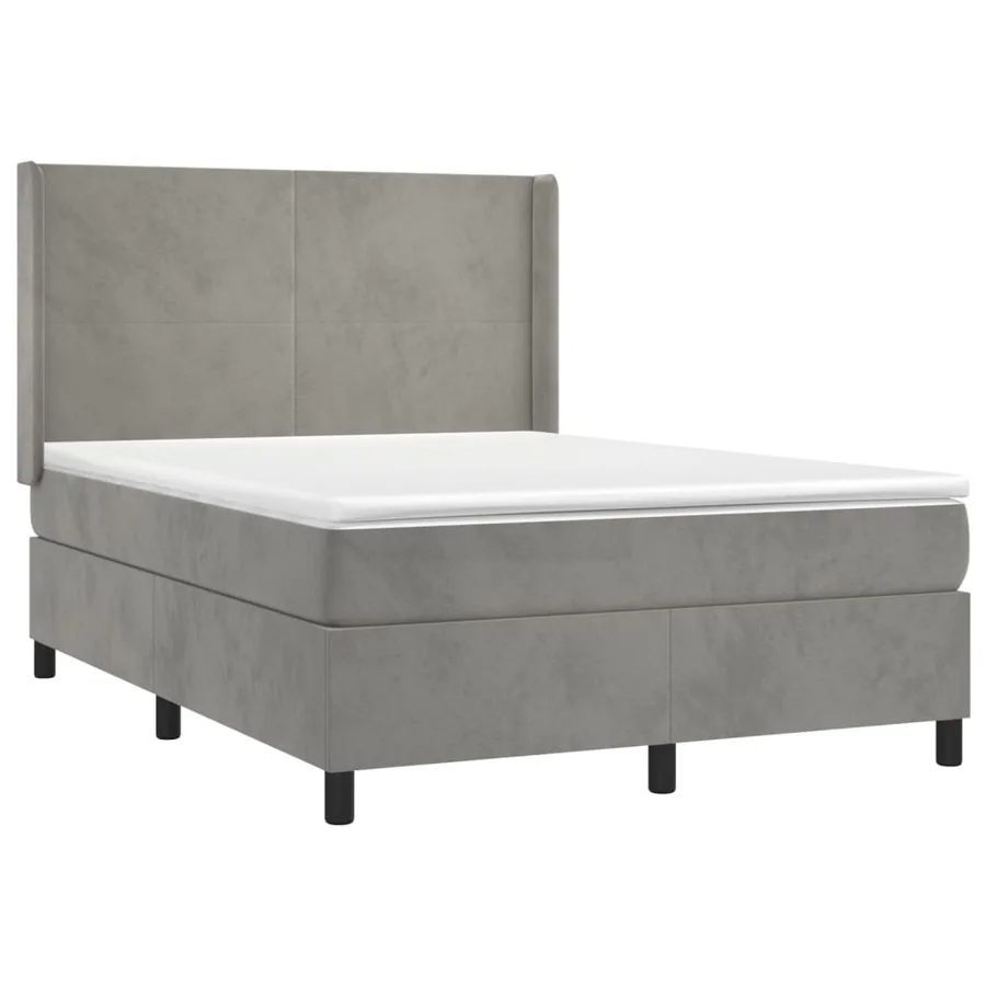 Sommier à lattes de lit et matelas Gris clair 140x200cm Velours - 3