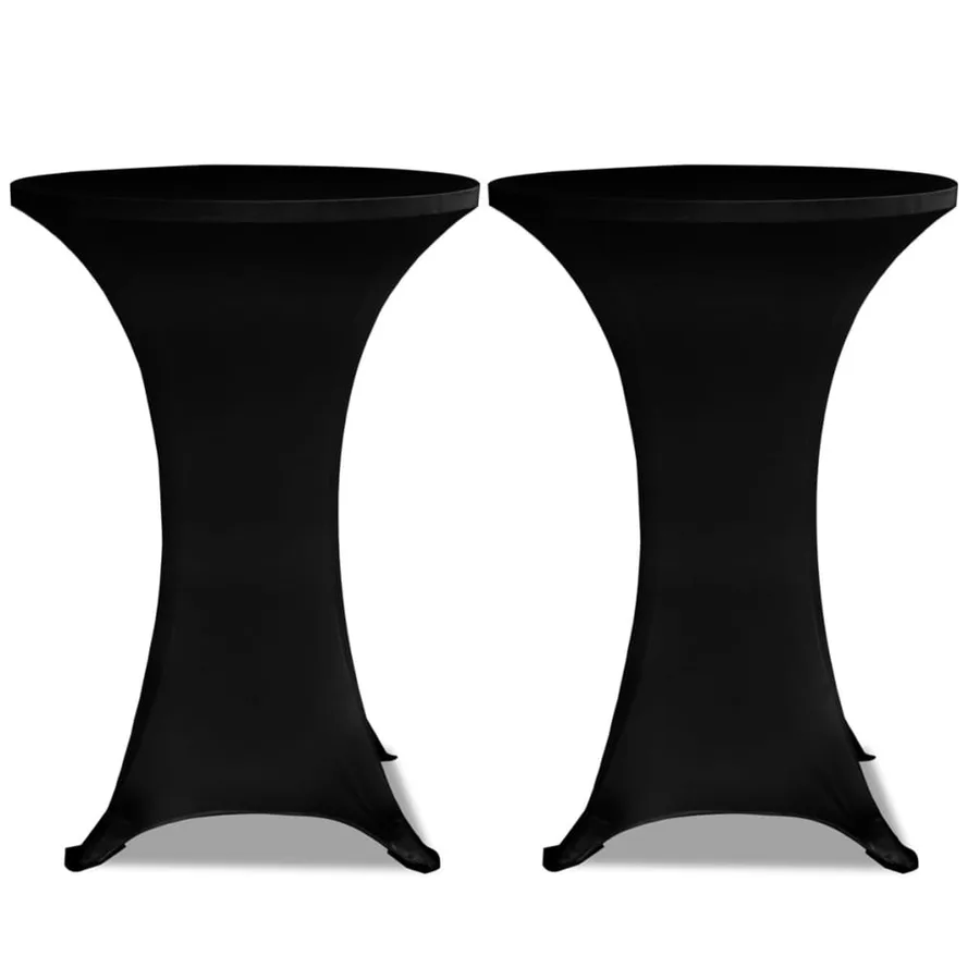 Housse de table Ø 60 cm Noir extensible 2 pcs - 2