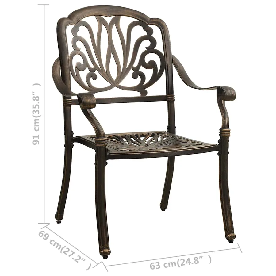 Ensemble de bistro 3 pcs Aluminium coulé Bronze - 15