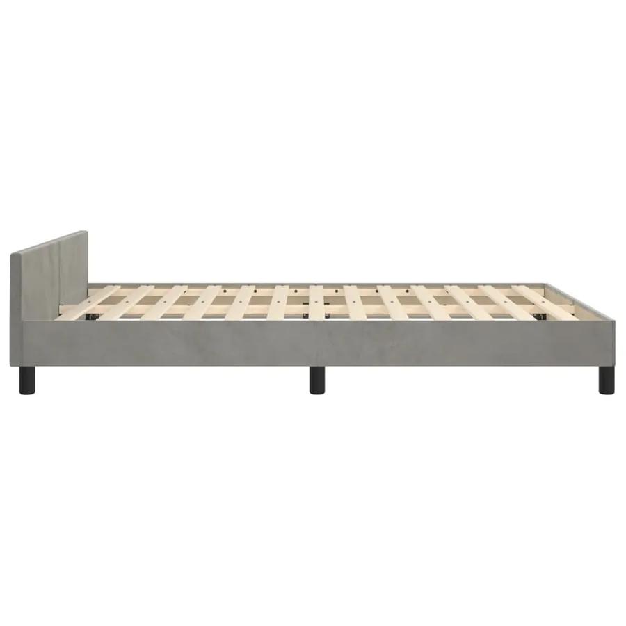 Cadre de lit sans matelas gris clair 140x200 cm velours - 7