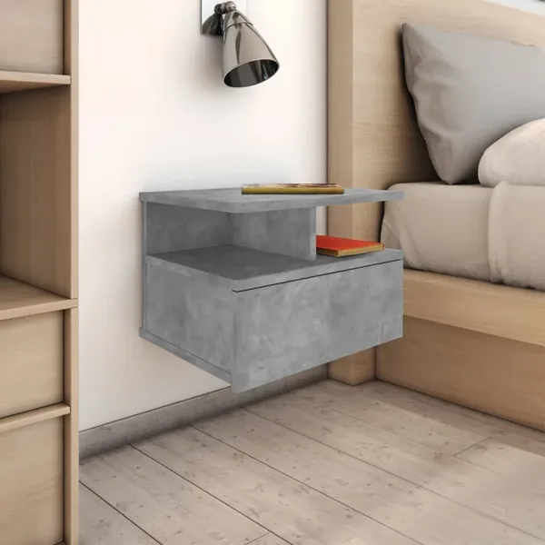 Tables de chevet flottantes 2 pcs Gris béton Bois d'ingénierie