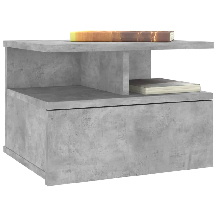 Tables de chevet flottantes 2 pcs Gris béton Bois d'ingénierie - 3