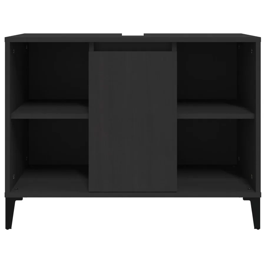 Meuble d'évier noir 80x33x60 cm bois d'ingénierie - 6