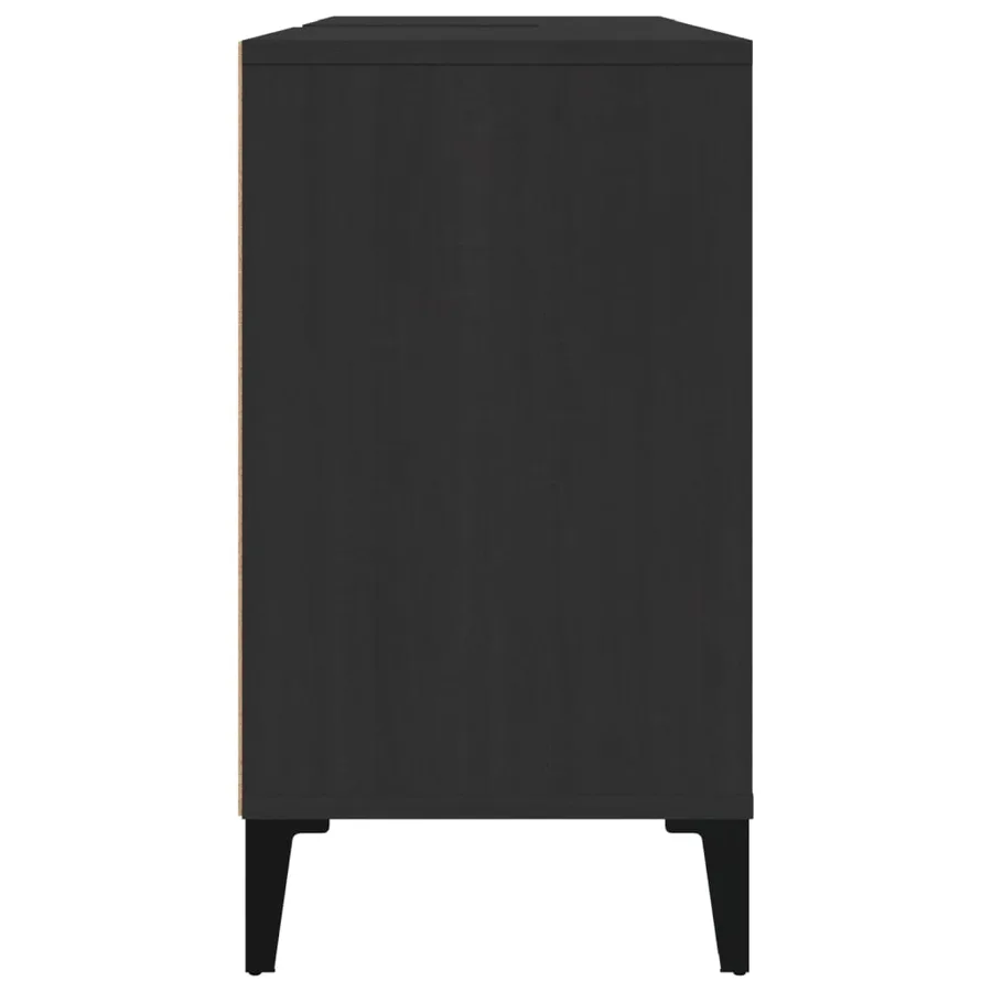 Meuble d'évier noir 80x33x60 cm bois d'ingénierie - 8