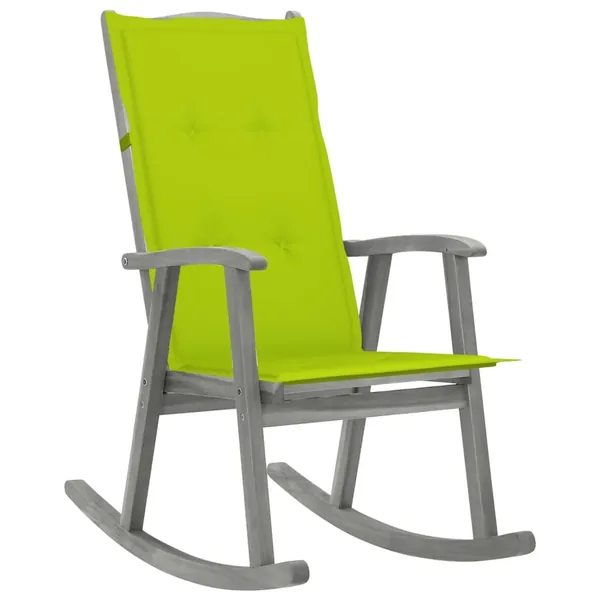 Chaise à bascule avec coussins Gris Bois d'acacia massif