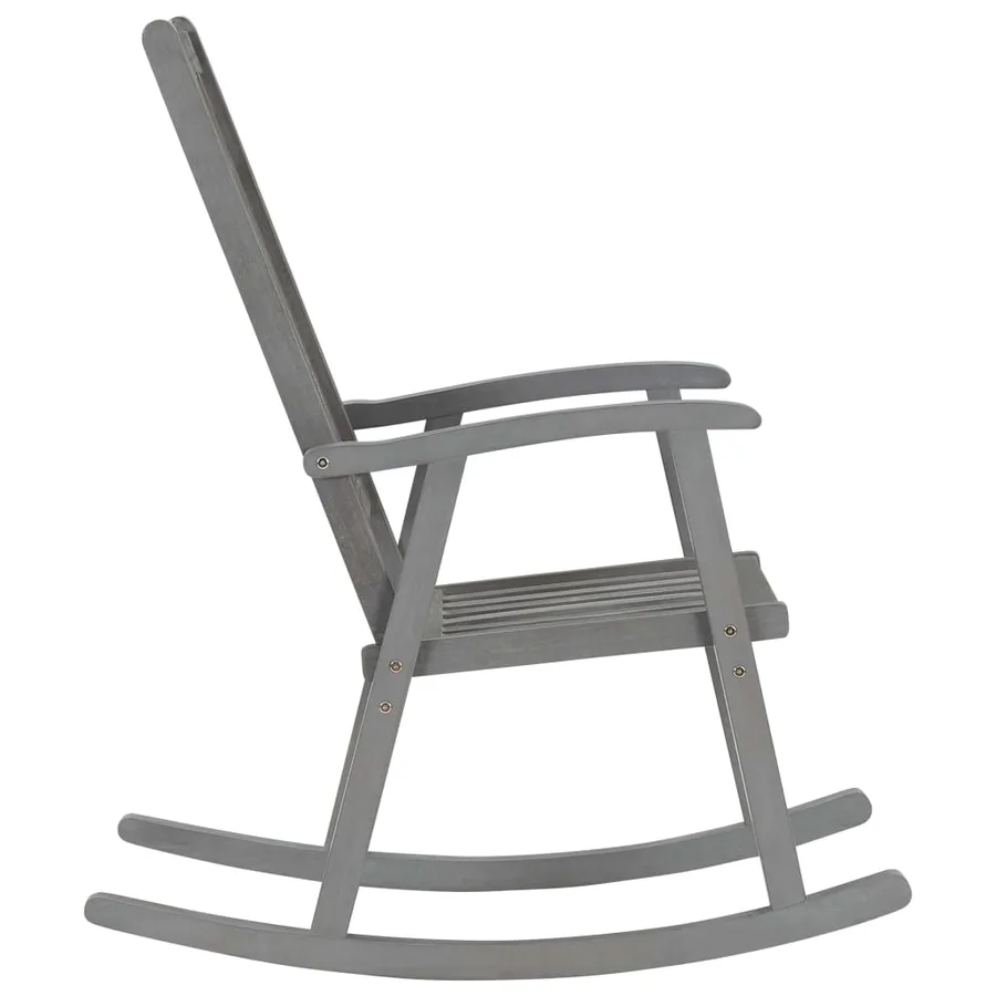 Chaise à bascule avec coussins Gris Bois d'acacia massif - 4