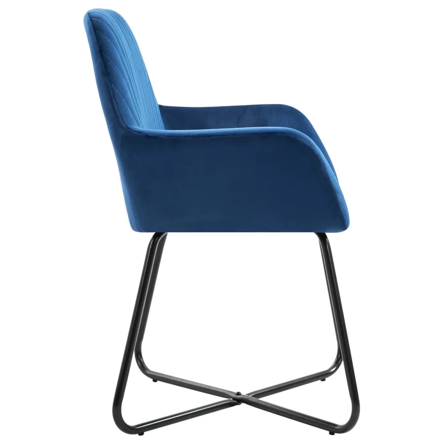 Chaises à manger lot de 2 Bleu Velours - 4