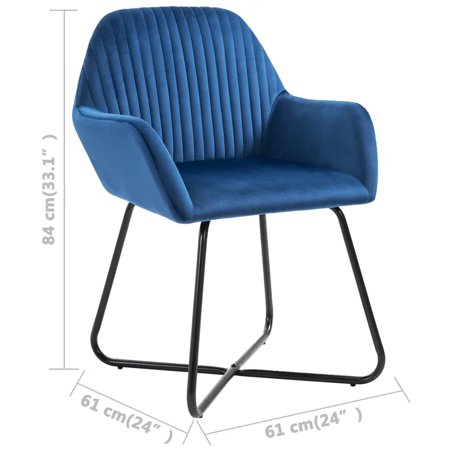Chaises à manger lot de 2 Bleu Velours - 8