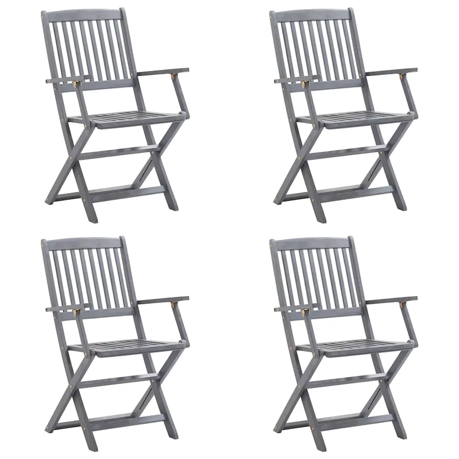 Chaises pliables d'extérieur lot de 4 et coussins Bois d'acacia - 3