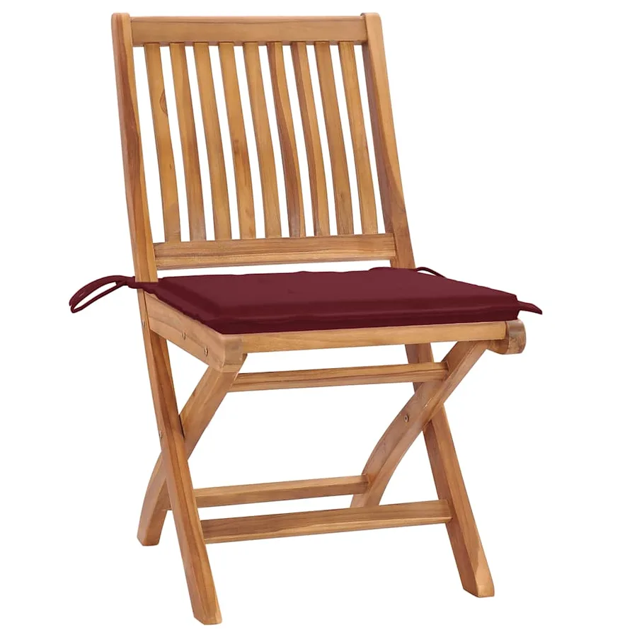 Chaises pliables de jardin avec coussins lot de 4 Teck solide - 2