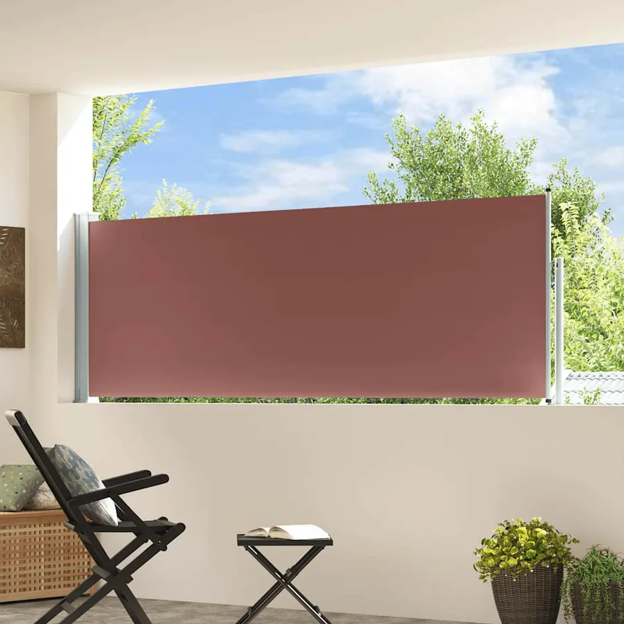 Auvent latéral rétractable de patio 100x300 cm Marron - 3