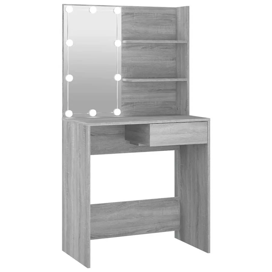 Coiffeuse avec LED Sonoma gris 74,5x40x141 cm - 2