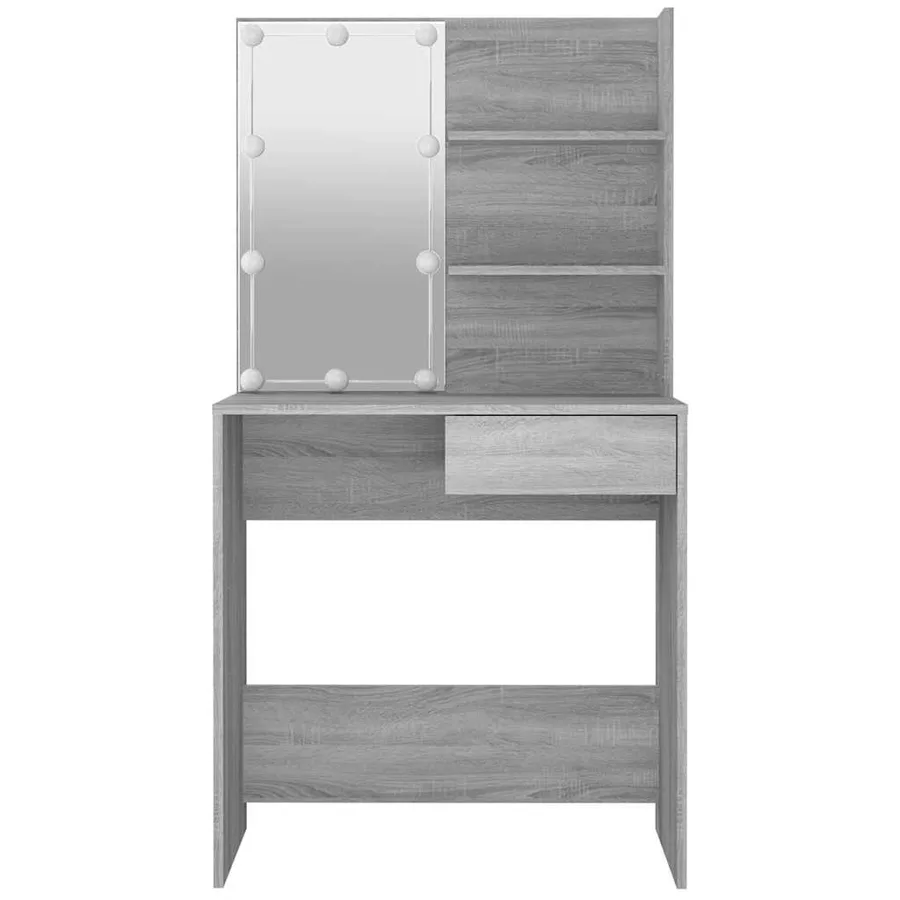 Coiffeuse avec LED Sonoma gris 74,5x40x141 cm - 5