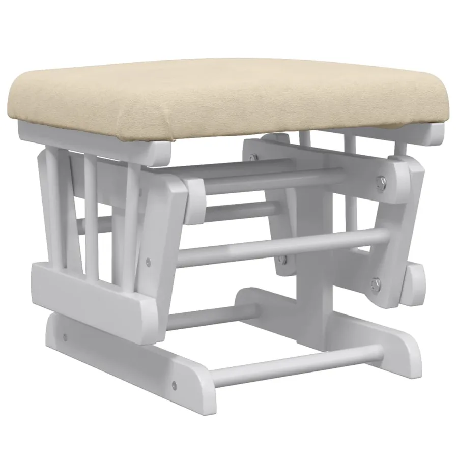 Chaise berçante avec repose-pied Blanc crème Tissu - 7