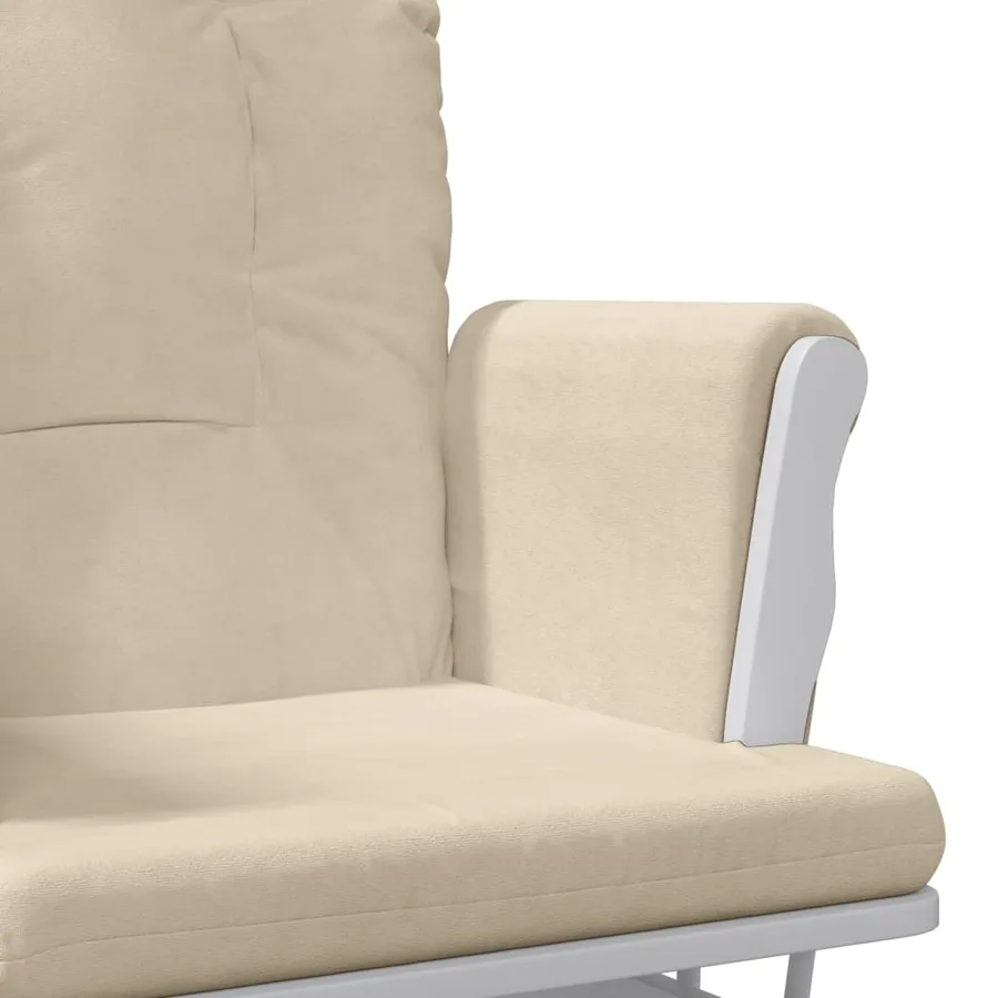 Chaise berçante avec repose-pied Blanc crème Tissu - 8
