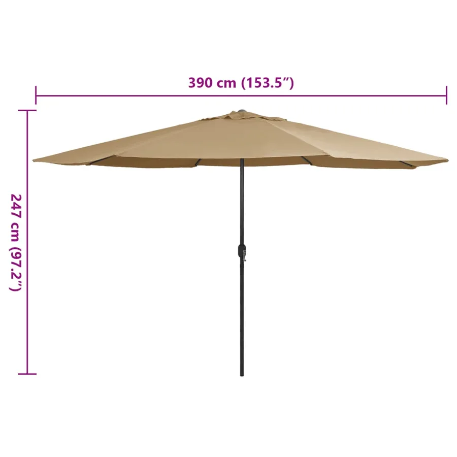 Parasol de jardin avec mât en métal 390 cm taupe - 7