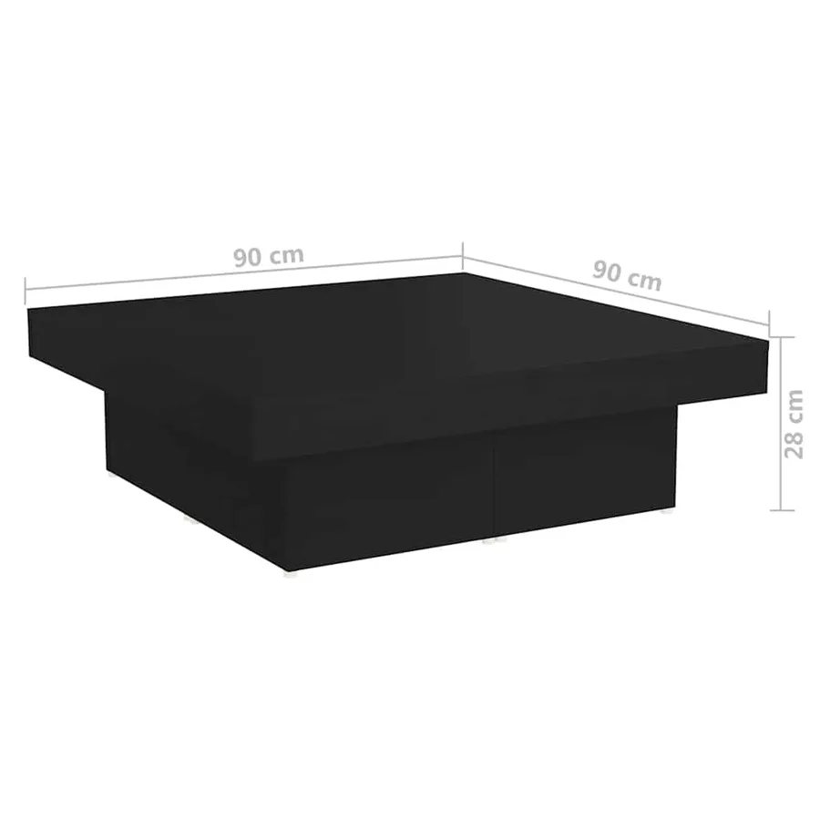 Table basse noir 90x90x28 cm bois d'ingénierie - 7