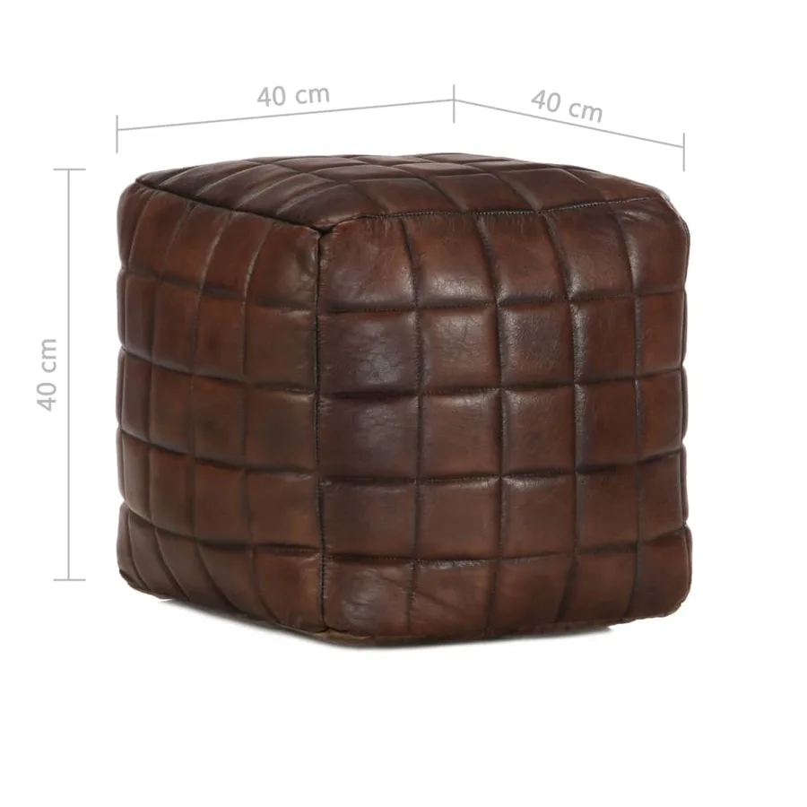 Pouf 40 x 40 x 40 cm Marron foncé Cuir véritable de chèvre - 4