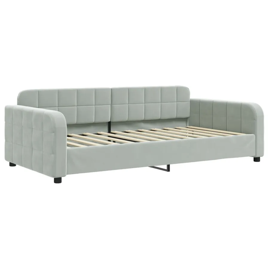 Lit de jour avec gigogne sans matelas gris clair 100x200 cm - 6