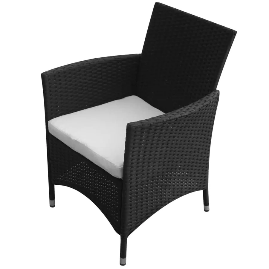 Ensemble à manger d'extérieur 9pcs coussins résine tressée noir - 4