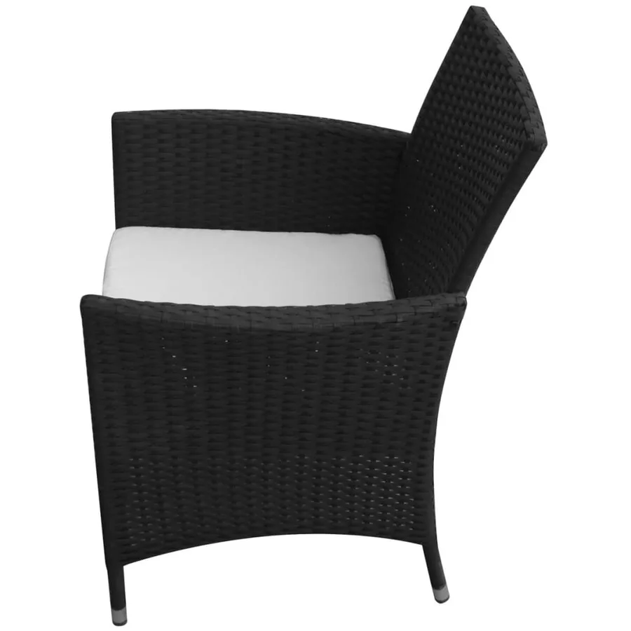 Ensemble à manger d'extérieur 9pcs coussins résine tressée noir - 5