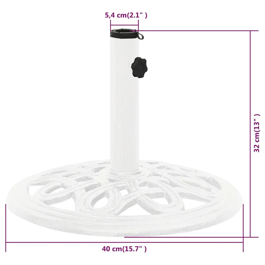 Socle de parasol Blanc 40x40x32 cm Fonte - 9